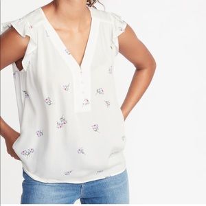 Flutter sleeve Floral Print Top